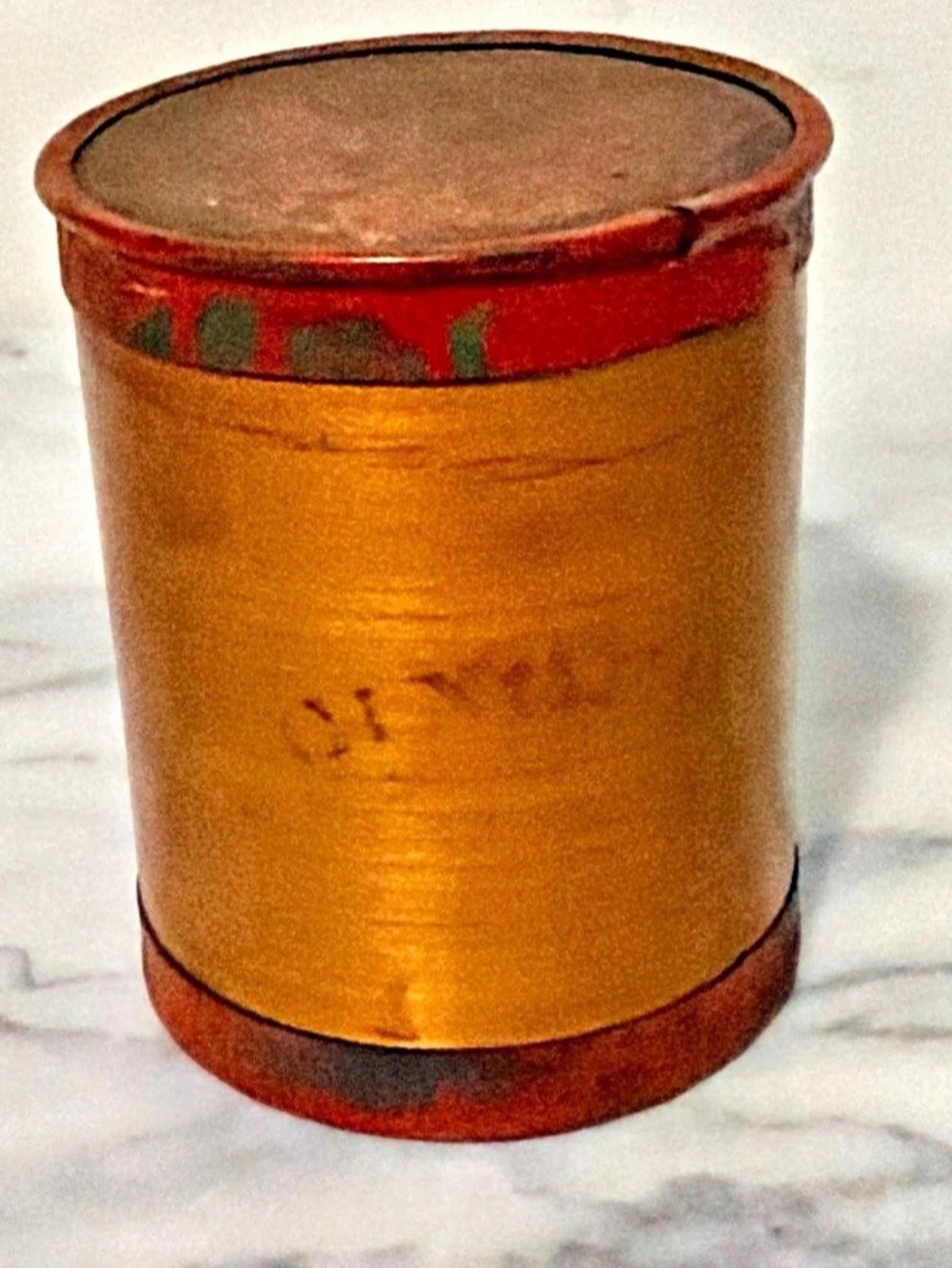 Antique Amish 75Ginger condiment jar hand made turned wood metal trim